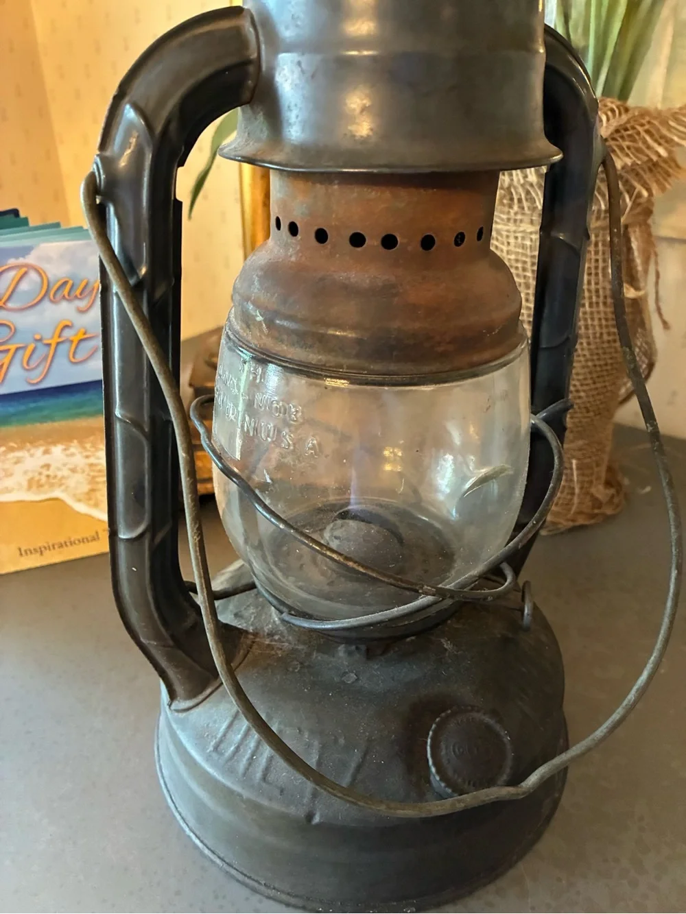 Old VINTAGE, DIETZ N.Y. USA Little Wizard, Iron lantern kerosene oil lamp.